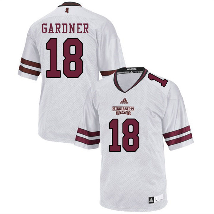 Men #18 Cameron Gardner Mississippi State Bulldogs College Football Jerseys Sale-White